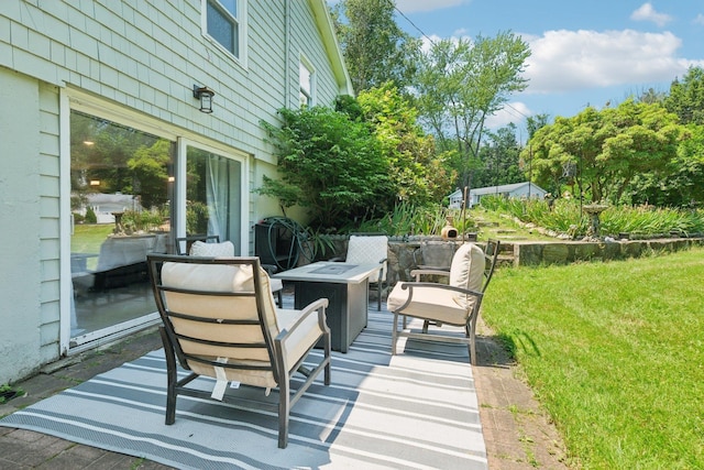20 Meadow Ln, Atkinson, NH 03811 - wooden terrace with an outdoor fire pit and a yard