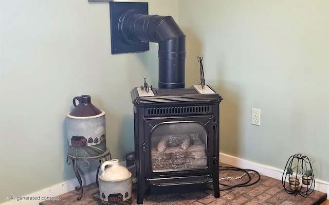 18 Cross St, Allenstown, NH 03275 - detailed view of a wood stove and baseboards