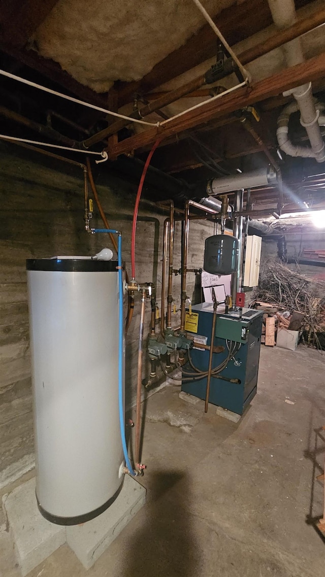 18 Cross St, Allenstown, NH 03275 - utility room with water heater and a heating unit