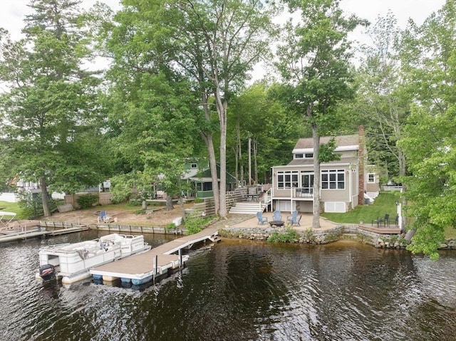 161 Micah Ter, Milton, NH 03851 - dock area with a deck with water view and stairway