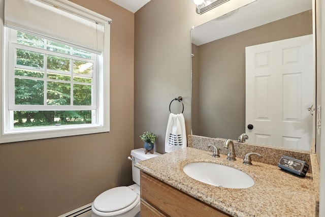 162 Drake Hill Rd, Strafford, NH 03884 - half bath featuring plenty of natural light, vanity, and baseboard heating