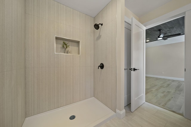 172 Tasker Hill Rd, Strafford, NH 03884 - full bathroom with a tile shower and ceiling fan
