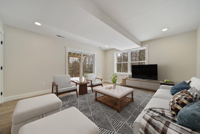 172 Tasker Hill Rd, Strafford, NH 03884 - living area featuring wood finished floors and recessed lighting
