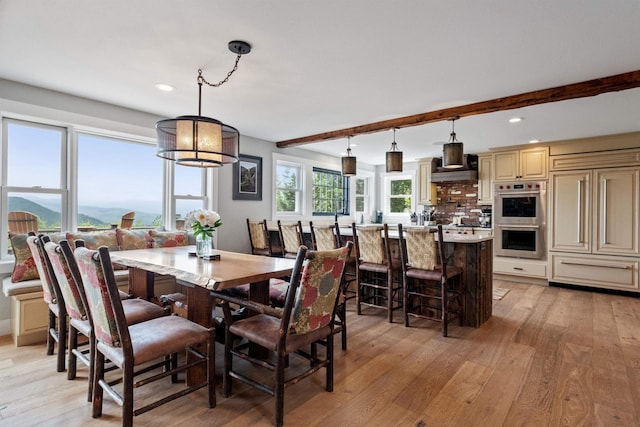 15 Glade Cir, Campton, NH 03223 - dining area with light wood-style flooring, recessed lighting, and beam ceiling