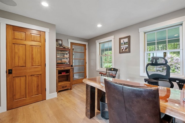 15 Glade Cir, Campton, NH 03223 - office area with light wood-style flooring, recessed lighting, and plenty of natural light