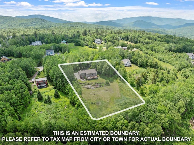 15 Glade Cir, Campton, NH 03223 - aerial view of property's location with property parcel outlined and a forest