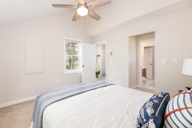 5 Golf Vw Unit B, Laconia, NH 03246 - bedroom with light colored carpet, lofted ceiling, and a ceiling fan