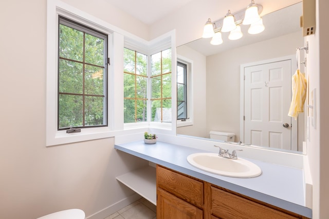 5 Golf Vw Unit B, Laconia, NH 03246 - bathroom featuring vanity, tile patterned flooring, and a chandelier