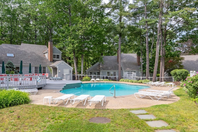 5 Golf Vw Unit B, Laconia, NH 03246 - view of pool with a wooden deck and a shed