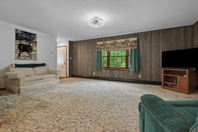 13 Seyah Rd, Shelburne, NH 03581 - living room featuring carpet and wood walls
