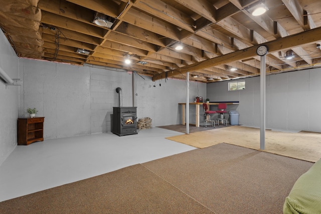 13 Seyah Rd, Shelburne, NH 03581 - basement featuring a wood stove