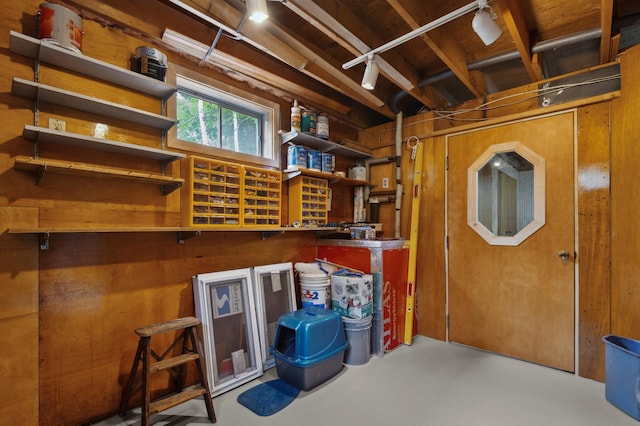 13 Seyah Rd, Shelburne, NH 03581 - below grade area with track lighting and wooden walls