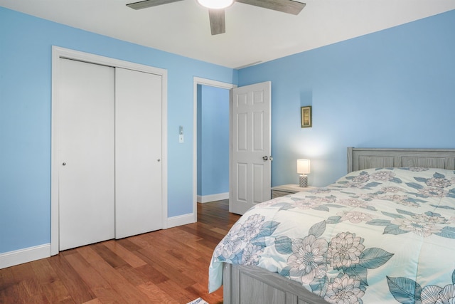 2 Autumn Leaf Dr Unit 20, Nashua, NH 03060 - bedroom with a closet, wood finished floors, and a ceiling fan