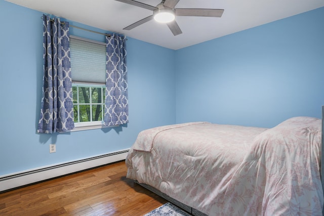 2 Autumn Leaf Dr Unit 20, Nashua, NH 03060 - bedroom with a baseboard heating unit, wood finished floors, and ceiling fan