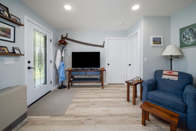 65 Glidden Rd, Croydon, NH 03773 - living room with light wood-type flooring, recessed lighting, and heating unit
