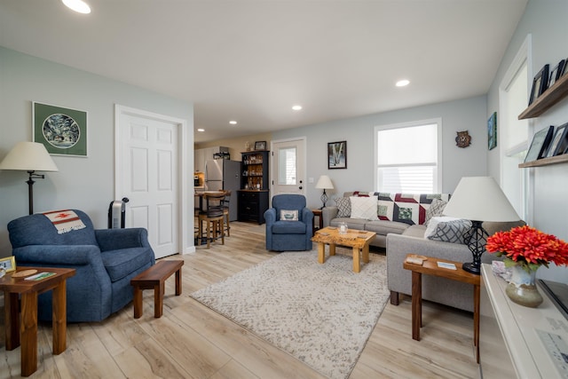 65 Glidden Rd, Croydon, NH 03773 - living room featuring light wood-style flooring and recessed lighting