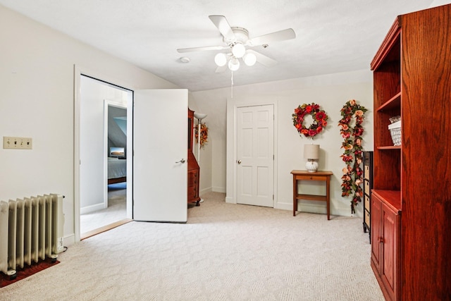 27 Olde Common Dr, Atkinson, NH 03811 - bedroom featuring radiator heating unit, light colored carpet, and a ceiling fan