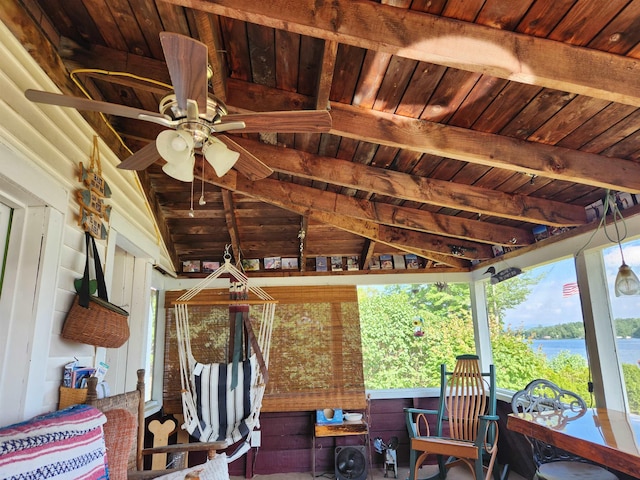 106 Nanas Ln, Concord, VT 05824 - sunroom / solarium with ceiling fan and a water view