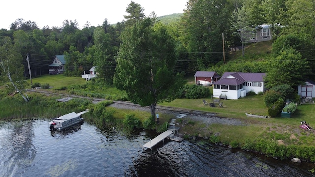 106 Nanas Ln, Concord, VT 05824 - dock area featuring a water view, a yard, and a wooded view