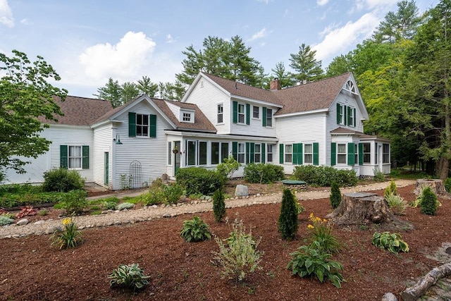 49 Mason Rd, Brookline, NH 03033 - rear view of property featuring a sunroom and a shingled roof