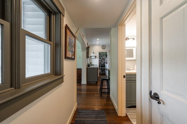 49 Mason Rd, Brookline, NH 03033 - corridor with dark wood-style flooring and recessed lighting