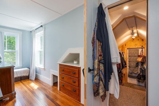 49 Mason Rd, Brookline, NH 03033 - bedroom with lofted ceiling and light wood-style flooring