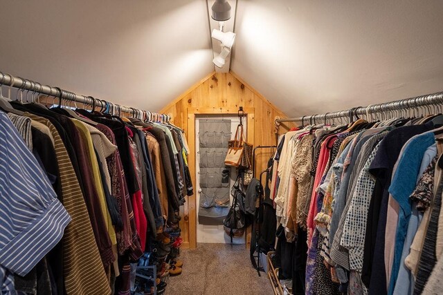 49 Mason Rd, Brookline, NH 03033 - walk in closet featuring carpet and vaulted ceiling