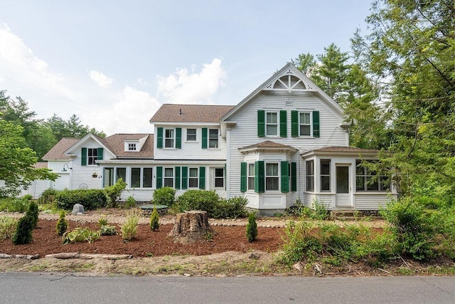49 Mason Rd, Brookline, NH 03033 - view of front of property with a sunroom and roof with shingles