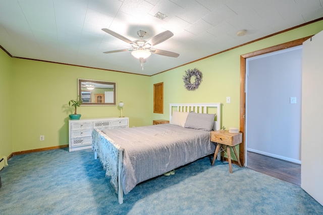 15 Prospect St, Farmington, NH 03835 - bedroom with carpet floors, crown molding, and ceiling fan