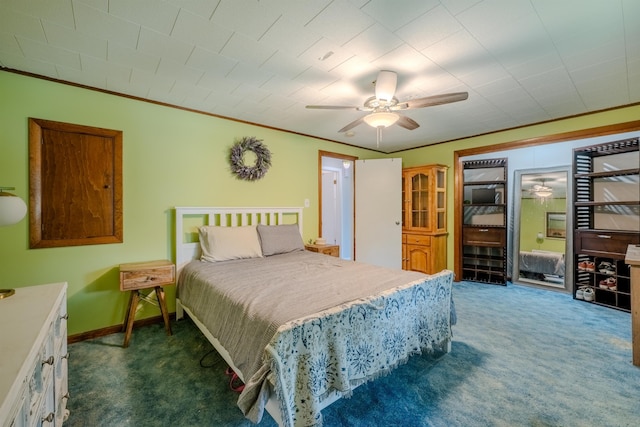 15 Prospect St, Farmington, NH 03835 - carpeted bedroom with ceiling fan and ornamental molding