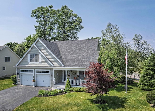 1 Sonia Dr, Dover, NH 03820 - view of front facade with a porch, driveway, a front lawn, and roof with shingles