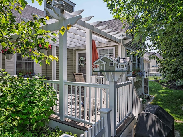 1 Sonia Dr, Dover, NH 03820 - deck with a grill and a pergola
