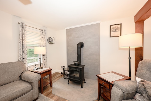 2L Homestead Dr Unit L, Derry, NH 03038 - living area featuring light wood-style floors and a wood stove