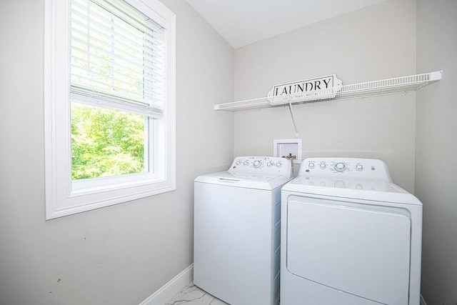 9 Marshall Rd, Kingston, NH 03848 - washroom featuring separate washer and dryer and marble look tile flooring