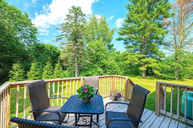 9 Marshall Rd, Kingston, NH 03848 - wooden deck featuring a lawn and outdoor dining area