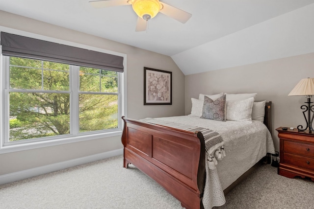 47 Misty Oak Dr, Concord, NH 03301 - bedroom with light colored carpet, lofted ceiling, and ceiling fan