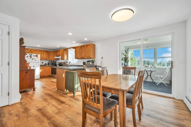145 Bow Lake Rd, Barnstead, NH 03218 - dining area featuring healthy amount of natural light, light wood finished floors, recessed lighting, and baseboard heating