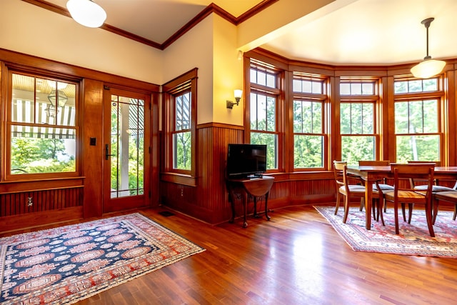 109 Reserve Pl, Concord, NH 03301 - entryway featuring crown molding, wood finished floors, and a wainscoted wall