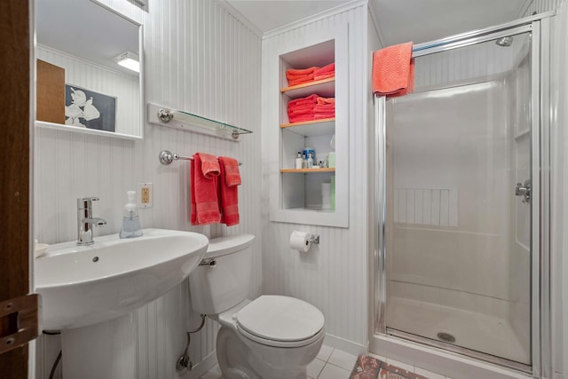 98 Marys Rd, Sunapee, NH 03782 - full bathroom featuring a shower stall and tile patterned floors