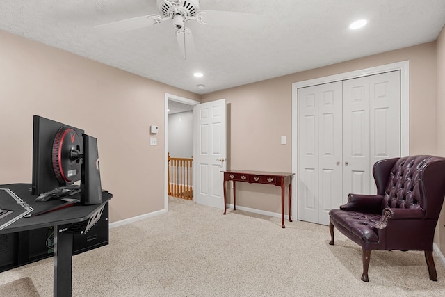 56 Durham Rd Unit 62, Dover, NH 03820 - office with a ceiling fan, carpet floors, and recessed lighting