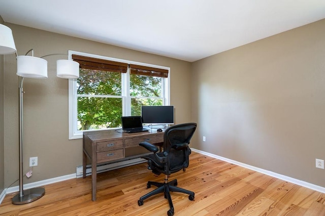 27 Wentworth Ter, Dover, NH 03820 - home office featuring light wood finished floors and a baseboard radiator