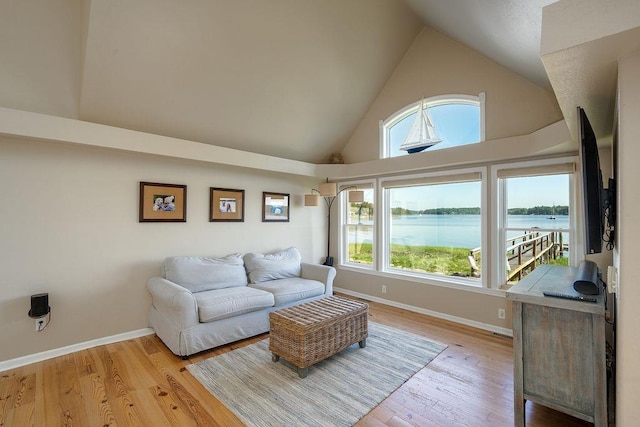 27 Wentworth Ter, Dover, NH 03820 - living room featuring high vaulted ceiling and wood finished floors