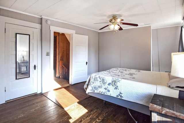 49 Bowker St, Claremont, NH 03743 - bedroom with ornamental molding, wood finished floors, and ceiling fan