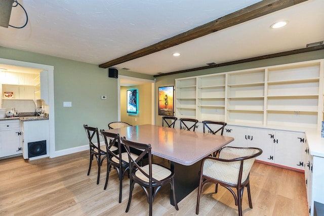 16 Storybrook Ln, Amherst, NH 03031 - dining room with beam ceiling, light wood-type flooring, and recessed lighting