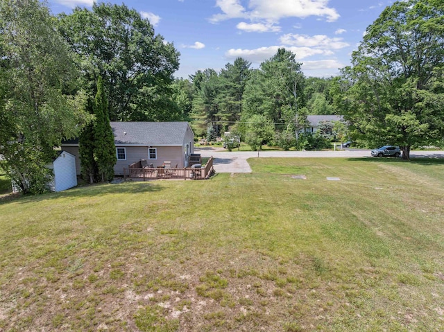 14 Anagance Ln, Wolfeboro, NH 03894 - view of green lawn featuring a deck