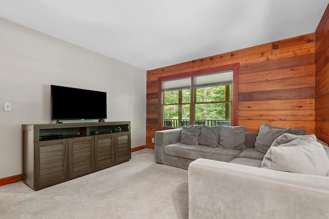 104 Rolling Ridge Rd, Bartlett, NH 03812 - carpeted living area featuring wooden walls and lofted ceiling