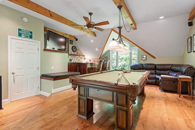 9 Deerhaven Dr, Exeter, NH 03833 - game room with light wood finished floors, a ceiling fan, pool table, a dry bar, and recessed lighting