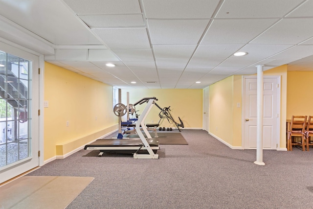 9 Deerhaven Dr, Exeter, NH 03833 - workout room featuring carpet, recessed lighting, and a paneled ceiling