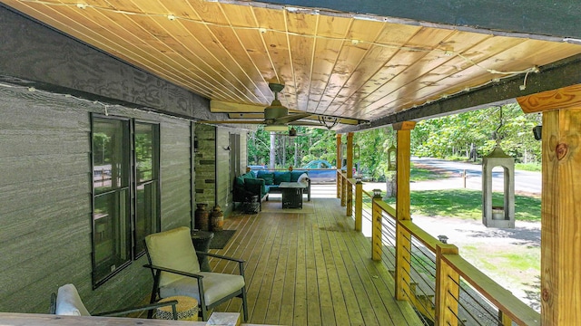 2129 E Conway Rd, Conway, NH 03813 - wooden terrace with a ceiling fan