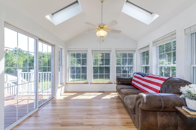 4 Lancer Ln, Danville, NH 03819 - sunroom featuring a skylight, lofted ceiling, and wood finished floors